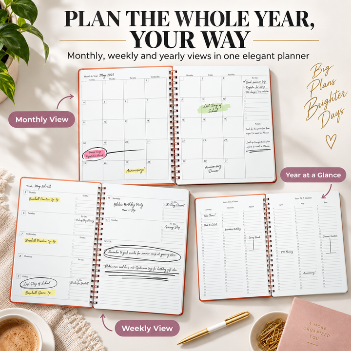 Yearly Planner | Undated Monthly Planner with Weekly Pages | Merely Home
