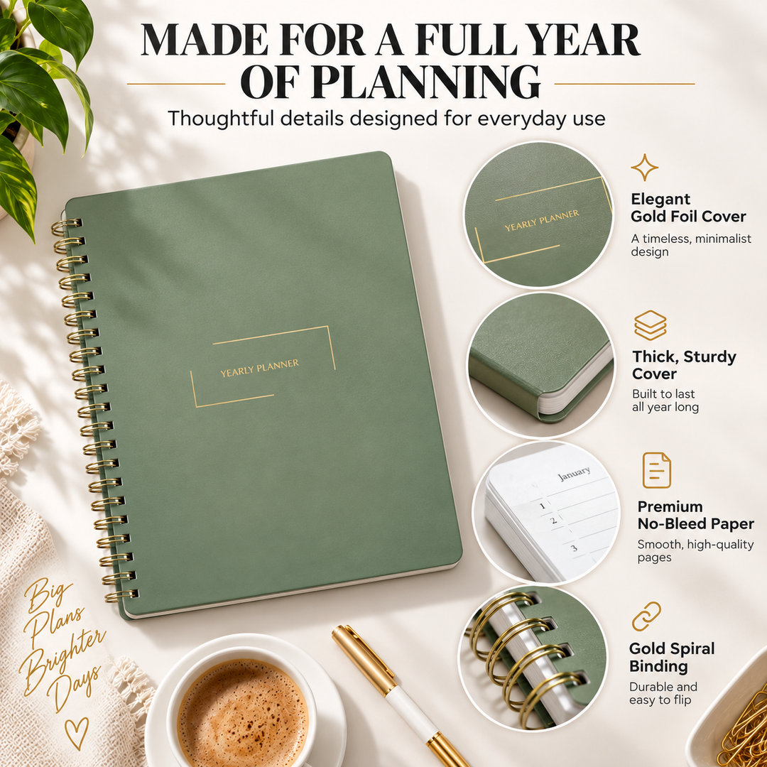 Yearly Planner | Undated Monthly Planner with Weekly Pages | Merely Home