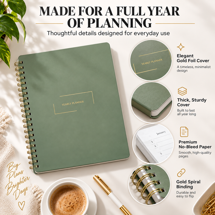 Yearly Planner | Undated Monthly Planner with Weekly Pages | Merely Home