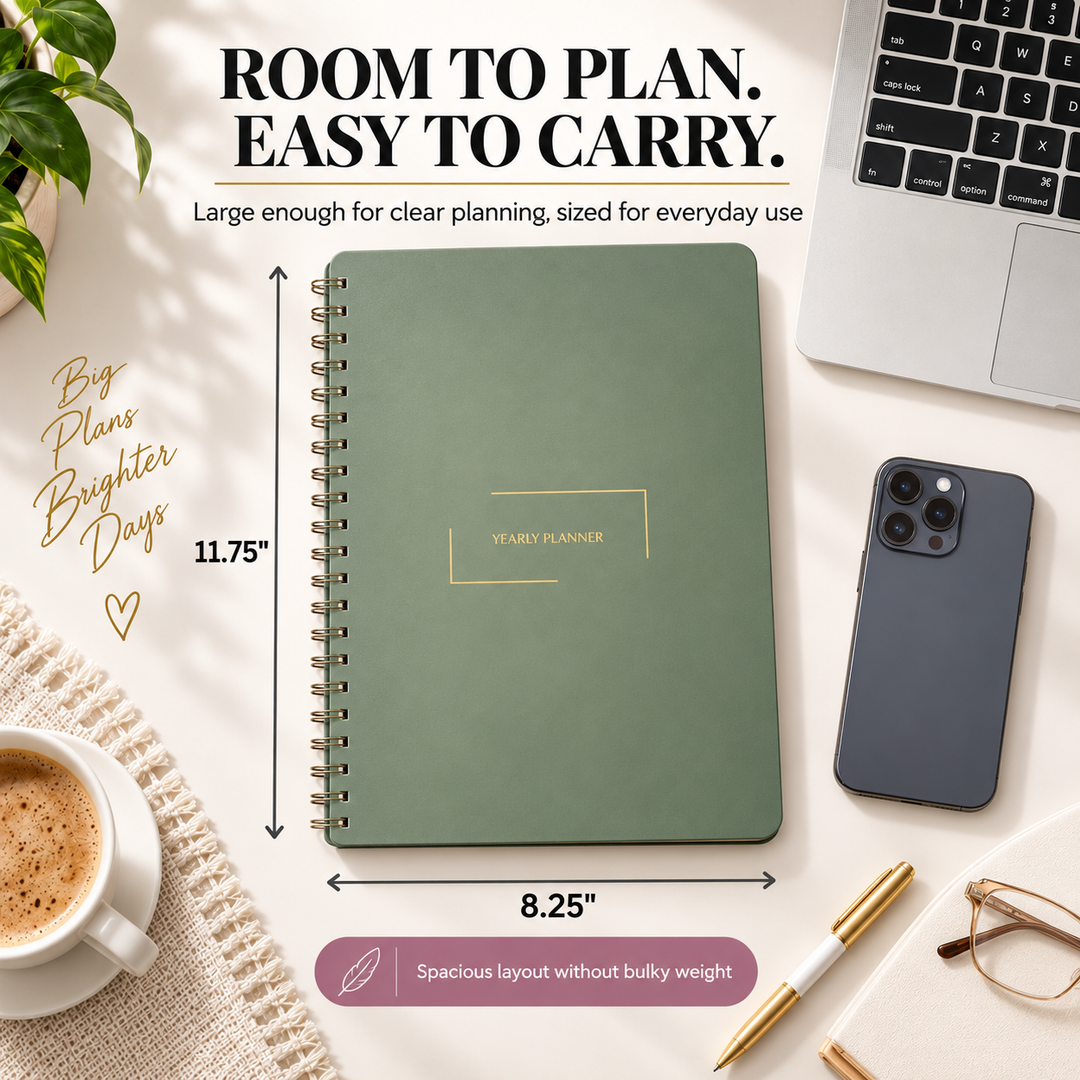 Yearly Planner | Undated Monthly Planner with Weekly Pages | Merely Home