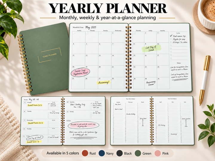 Yearly Planner | Undated Monthly Planner with Weekly Pages | Merely Home