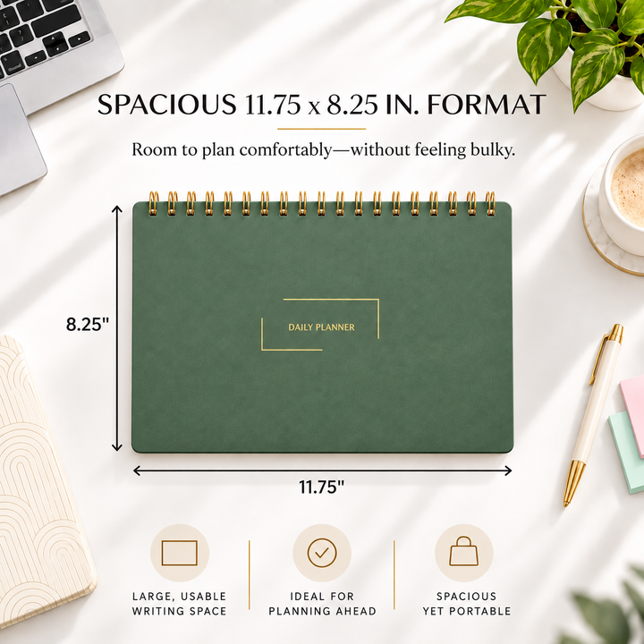 Daily Planner (Landscape) | Undated Daily Planner – Spiral Notebook | Merely Home