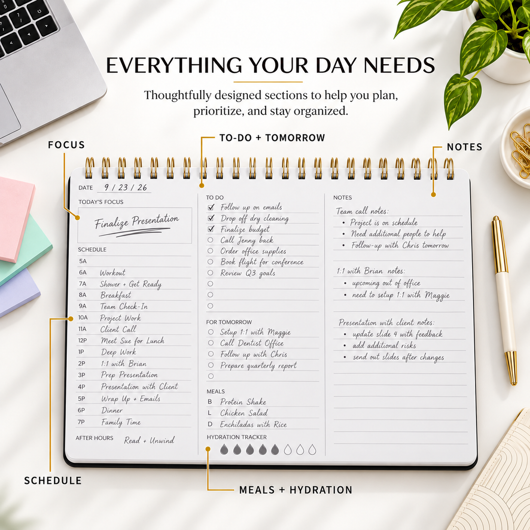 Daily Planner (Landscape) | Undated Daily Planner – Spiral Notebook | Merely Home