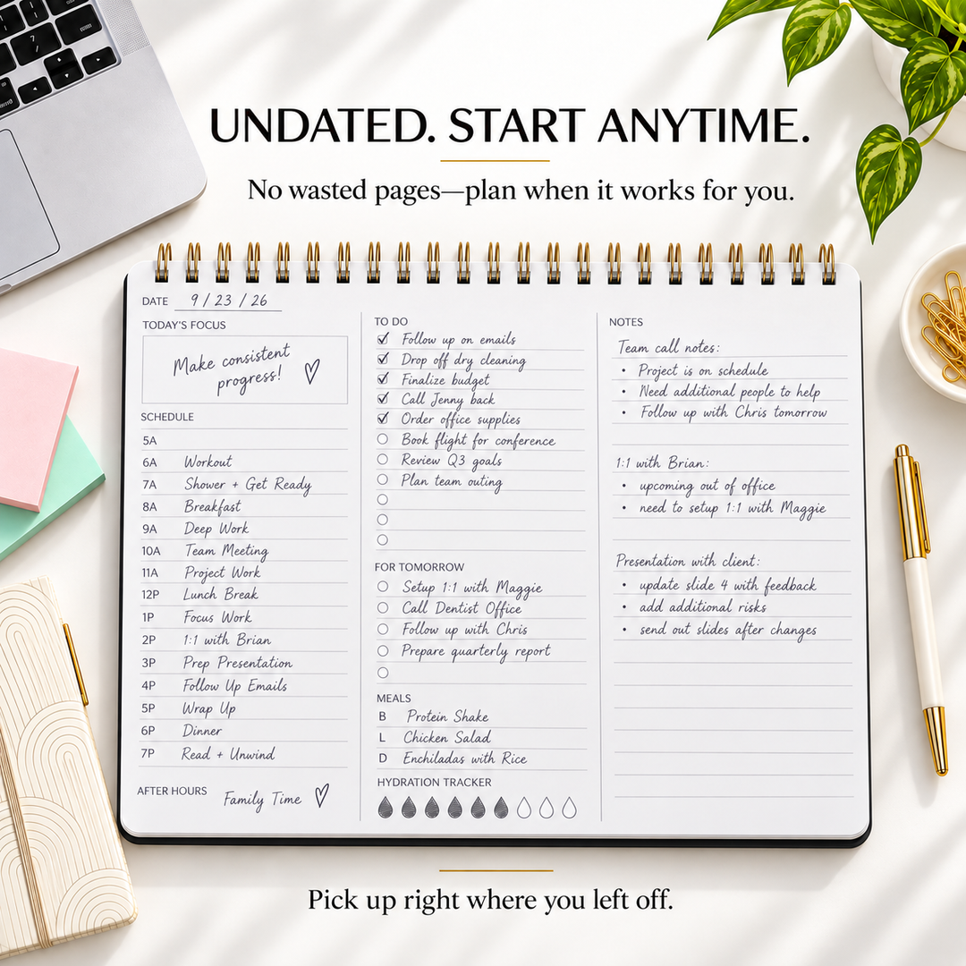 Daily Planner (Landscape) | Undated Daily Planner – Spiral Notebook | Merely Home