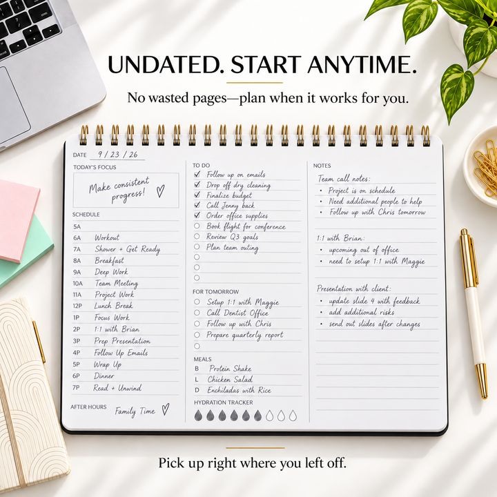 Daily Planner (Landscape) | Undated Daily Planner – Spiral Notebook | Merely Home